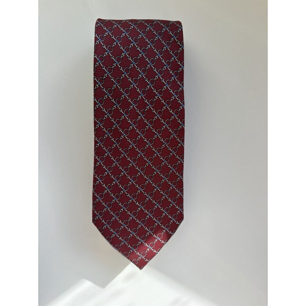 PARIS Axe Mod 100% Silk Handmade Burgundy Men's Tie